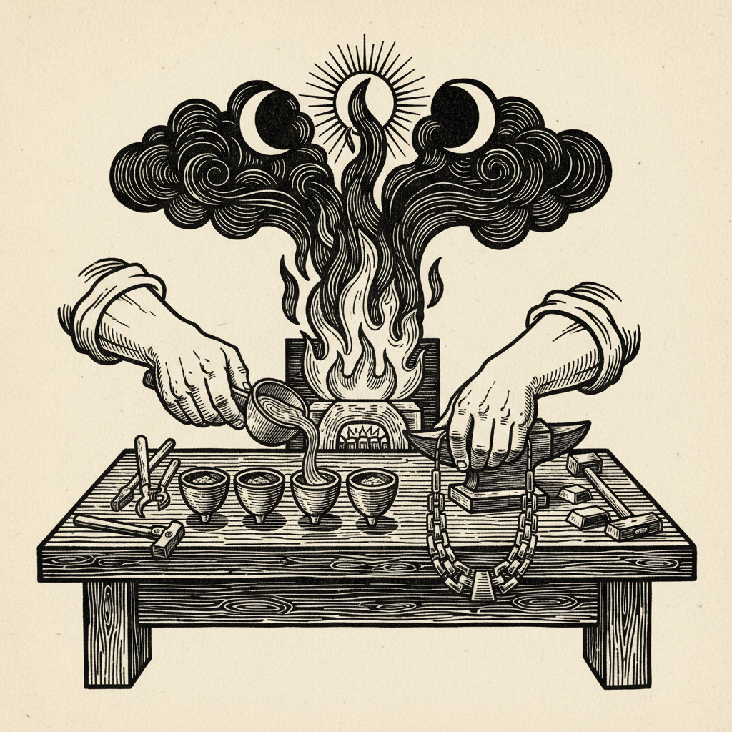 Woodcut illustration for article: Precious metals demand defies gravity at multi-year highs